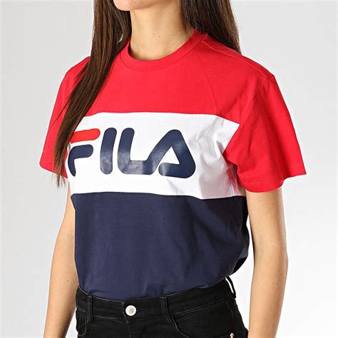 Fila Tee Shirt Femme Allison 682125 Bleu Marine Blanc Rouge