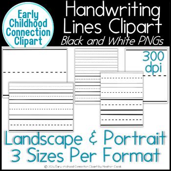 Handwriting Lines for Worksheets Clipart BUNDLE Landscape & Portrait Style