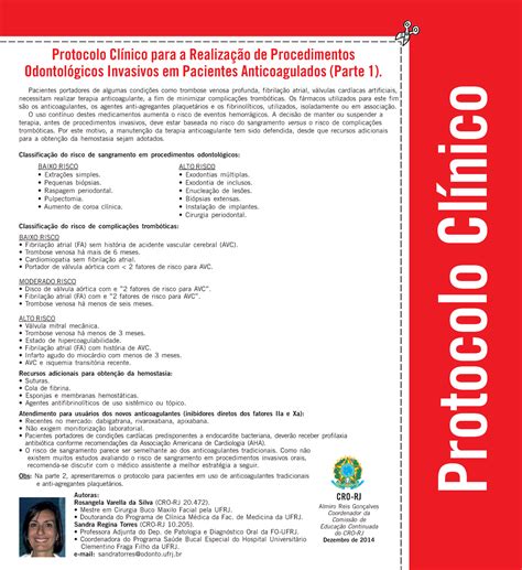 Protocolo Clinico Atendimento Paciente Anticoagulado Protocolo