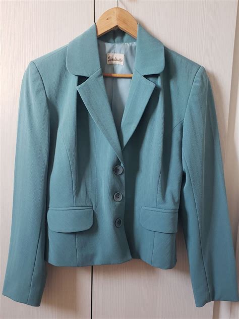 Conjunto Social Blazer Azul Terno Feminino Simulassao Usado