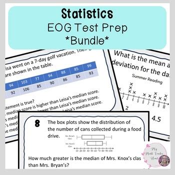 Statistics EOG Review BUNDLE Grade 7 Math Test Prep TPT