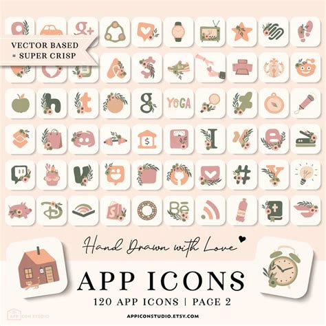 Hand Drawn Icons Ios Icons Aesthetic Iphone Icons Etsy