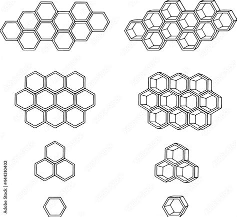 2D and 3D Honeycomb Clipart Set - Graphic Drawing Stock Vector | Adobe Stock