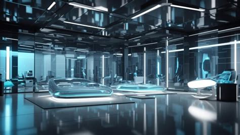 Premium Ai Image Translucent Elegance A Futuristic Glass Hall In Cinematic 3d Render