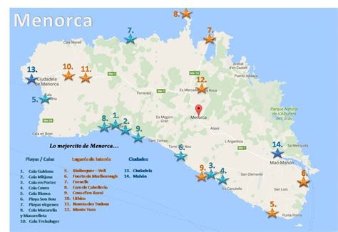 Mapa De Menorca Calas Menorca Isla De Menorca Menorca