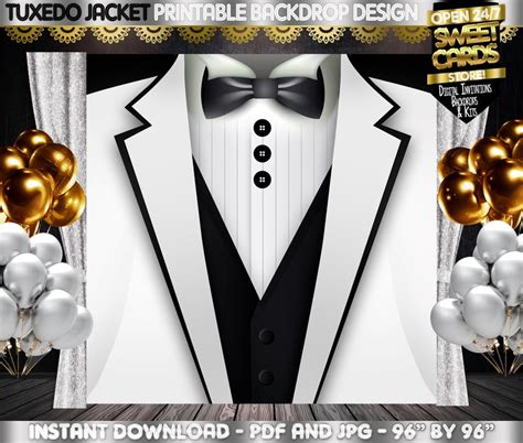 White Tuxedo Printable Backdrop Classic Man Backdrop Tuxedo Etsy Uk