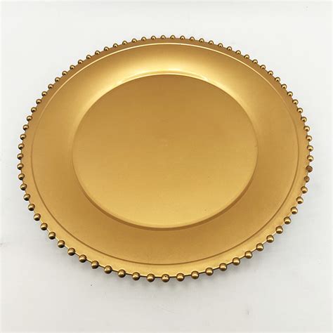 PLATO BASE 33 CM BORDE PUNTOS DORADO