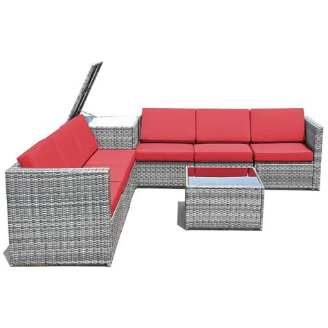 Gymax Piece Rattan Corner Outdoor Sectional Sofa Patio Conversation