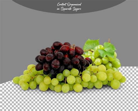 Cacho De Uvas Verdes E Pretas Isoladas Em Fundo Transparente Psd Premium