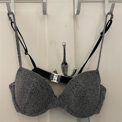 Sparkly Black And Silver Bikini Top Which Is Depop