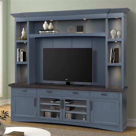 Parker House Americana Modern Entertainment Wall Unit with LED Lights ...