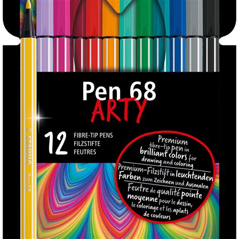 STABILO Pen 68 ARTY Fibre Tip Pen Wallet Of 12 Assorted Colours