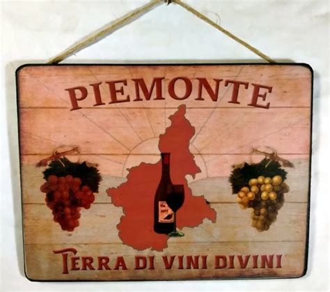 Cartello Tabella Piemonte Vino Divino Cm X Artigianale