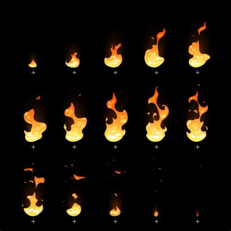 Fire Flame Pixel Art Animation Sprite Frames Bit Vector Image