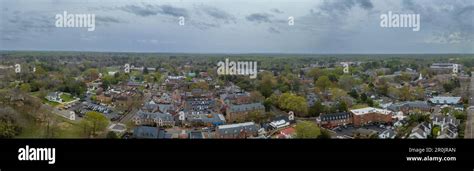 Aerial Panorama View Of Historic Williamsburg In Virginia Stock Photo