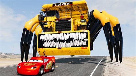 Giant Mine Dump Truck Spider Head Eater VS Lightning McQueen Tow Mater