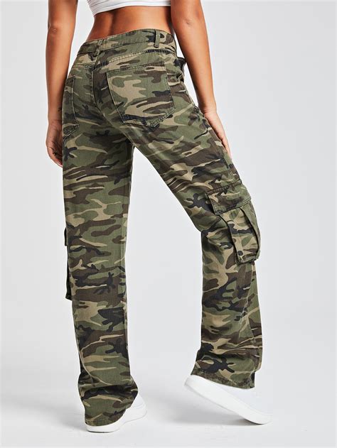 Shein Ezwear Camo Print Flap Pocket Cargo Jeans Shein Usa