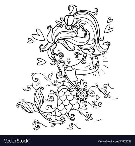 Cute Cartoon Mermaids Coloring Pages