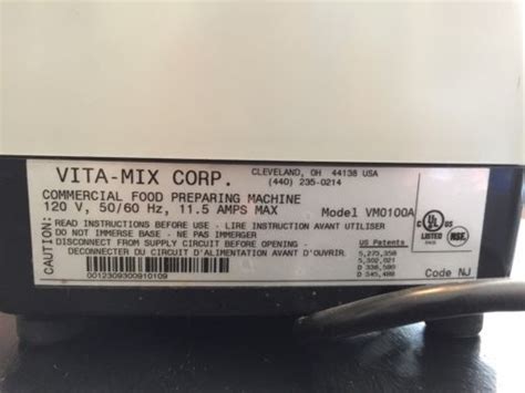 Vitamix Model Vm0100a Commercial Blender Mixer Vmo 100 A Vm0100a Vita Mix