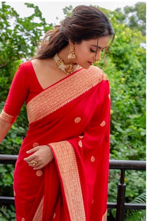 Kanchipuram Silk Red Color Saree Traditional Saree Beautiful Saree Weaving Silk Saree Indian