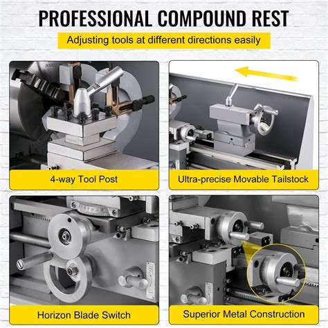 Vevor Benchtop Mini Metal Lathe 8x16 Digital Display Variable Speed W