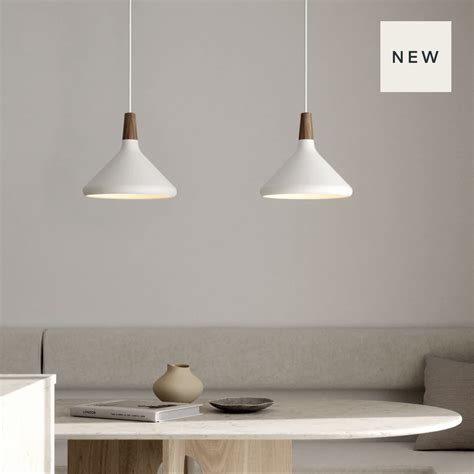 Nari White Metal And Wood Scandi Pendant Medium Lightbox