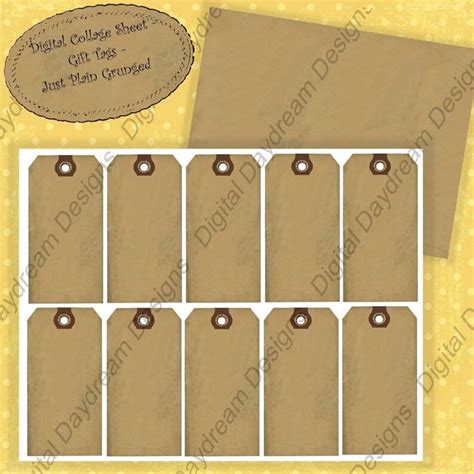 Blank Gift Tags Instant Download Printable Plain Grunged Gift Tags ...