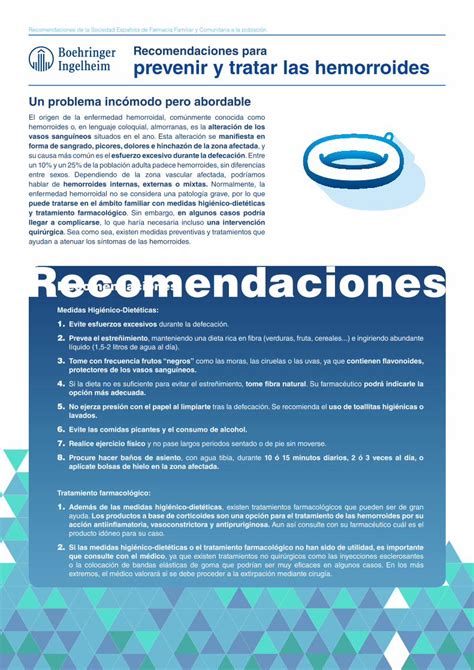 Pdf Recomendaciones Para Prevenir Y Tratar Las Hemorroides · Pdf