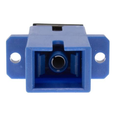 Adapter Sc Upc Simplex Singlemode Os2 Fiber Optic With Flange Blue Color Shaxon Industries