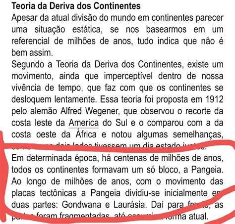 Assinale A Alternativa Que Melhor Define A Deriva Continental