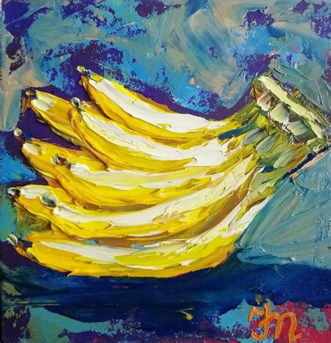 Banana Painting Original Painting Bananas Art Tropical Fruit Etsy