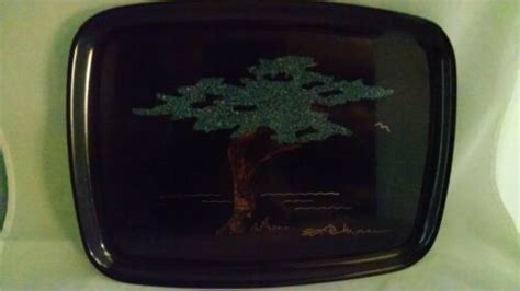 Vintage Couroc Monterey Cypress Inlaid Tray By S F B Morse Pebble