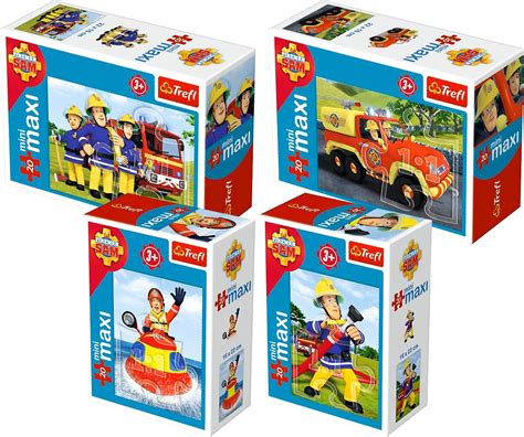 TREFL 4 x Puzzle MINIMAXI Strażak SAM Fireman 20 elementów ZESTAW