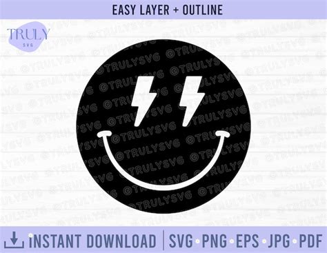 Lightning Bolt Smiley Face SVG Smiley SVG Smiley Face Bolt - Etsy Canada