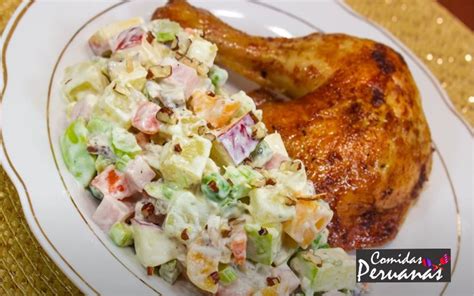 Pollo Al Horno Con Ensalada Blanca Receta Comidasperuanas Pe