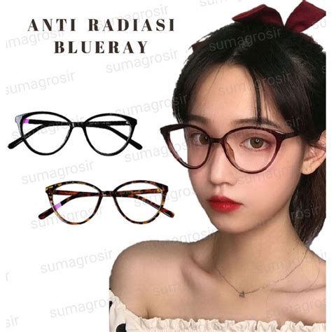 Jual Kacamata Cat Eye Lensa ANTI RADIASI BLUERAY 100 FREE POUCH LAP