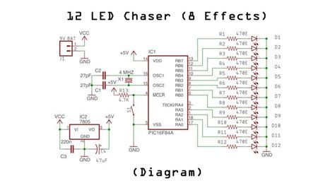 Channel Led Chaser With Pic F A Circuit Diagram