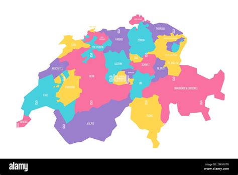 Suiza Mapa político de las divisiones administrativas cantones