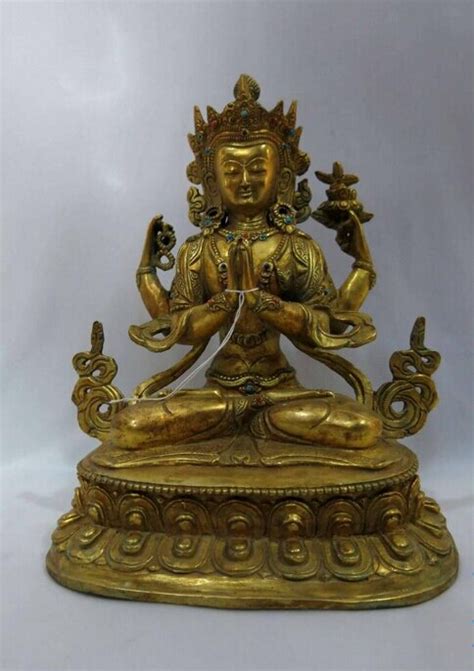 Wholesale Factory China Tibet Bronze Gild Buddhism Four Arm Guanyin