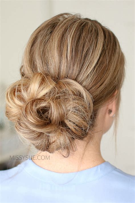 Waterfall French Braid Low Bun Missy Sue