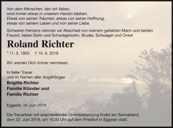 Traueranzeigen Von Roland Richter Trauer Nordkurier