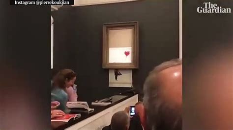 El Momento En El Que La Obra De Banksy Se Autodestruye V Deo Dailymotion