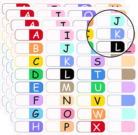 A To Z 26 Letters Index Labels Multicolor Alphabet Tabs A Z Tab