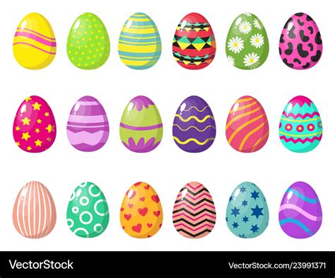 Cartoon Colorful Easter Eggs With Patterns Vector Image, 41% OFF