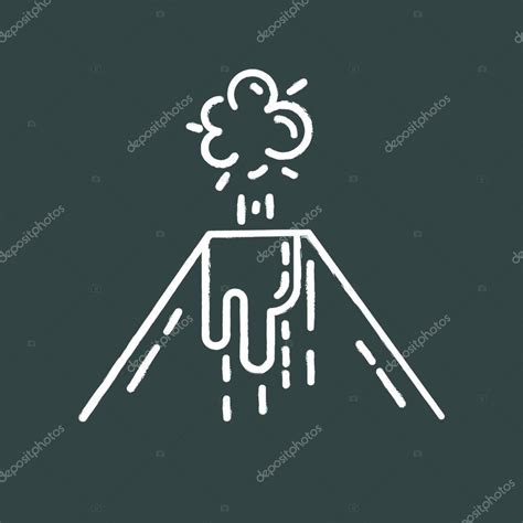 Icono de tiza erupción volcánica Emisión de humo cenizas y lava del