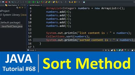 Java Tutorial 68 Sort Collections Using Sort Method Sort ArrayList