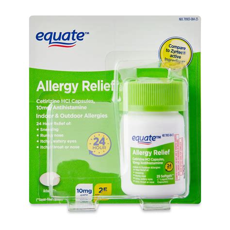 Equate Allergy Relief Cetirizine Hcl Softgels 25 Count