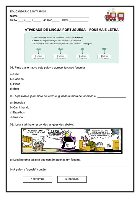 Fonemas E Letras 4 Ano - Atividades Letras E Fonemas 4 Ano - BINKEDU