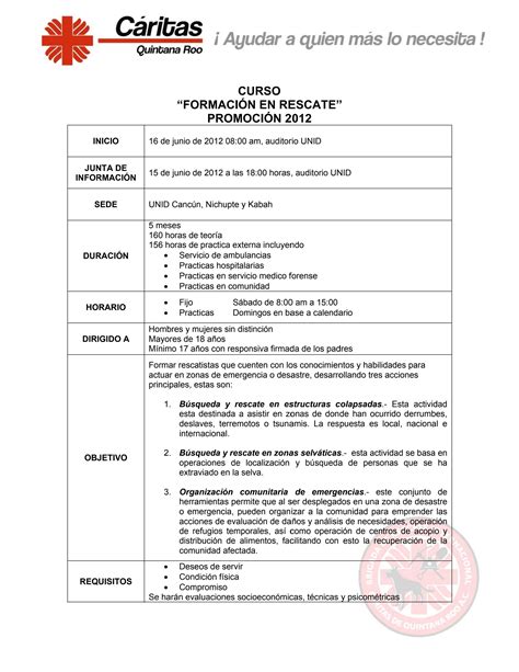 INFORMACION DE CURSO RESCATE by Prelatura de Cancún Chetumal Issuu