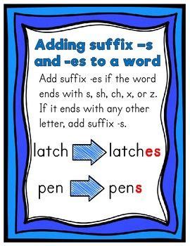 Suffixes S And Es Activities And Printables Anchor Charts Suffix